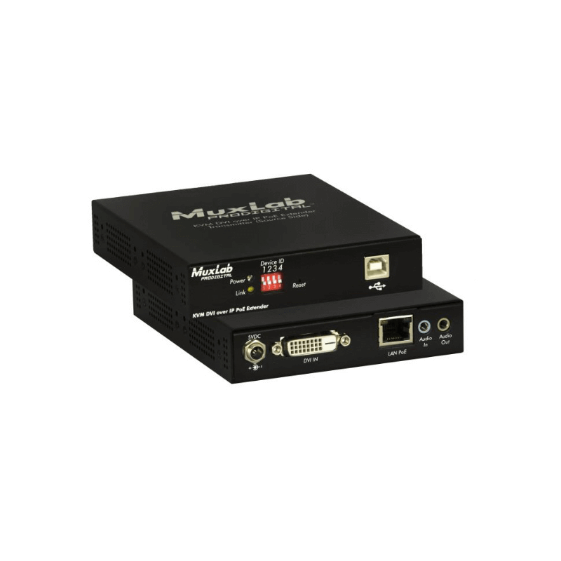 Удлинитель MuxLab проводной KVM DVI over IP PoE Extender Kit 500771-RX/TX 